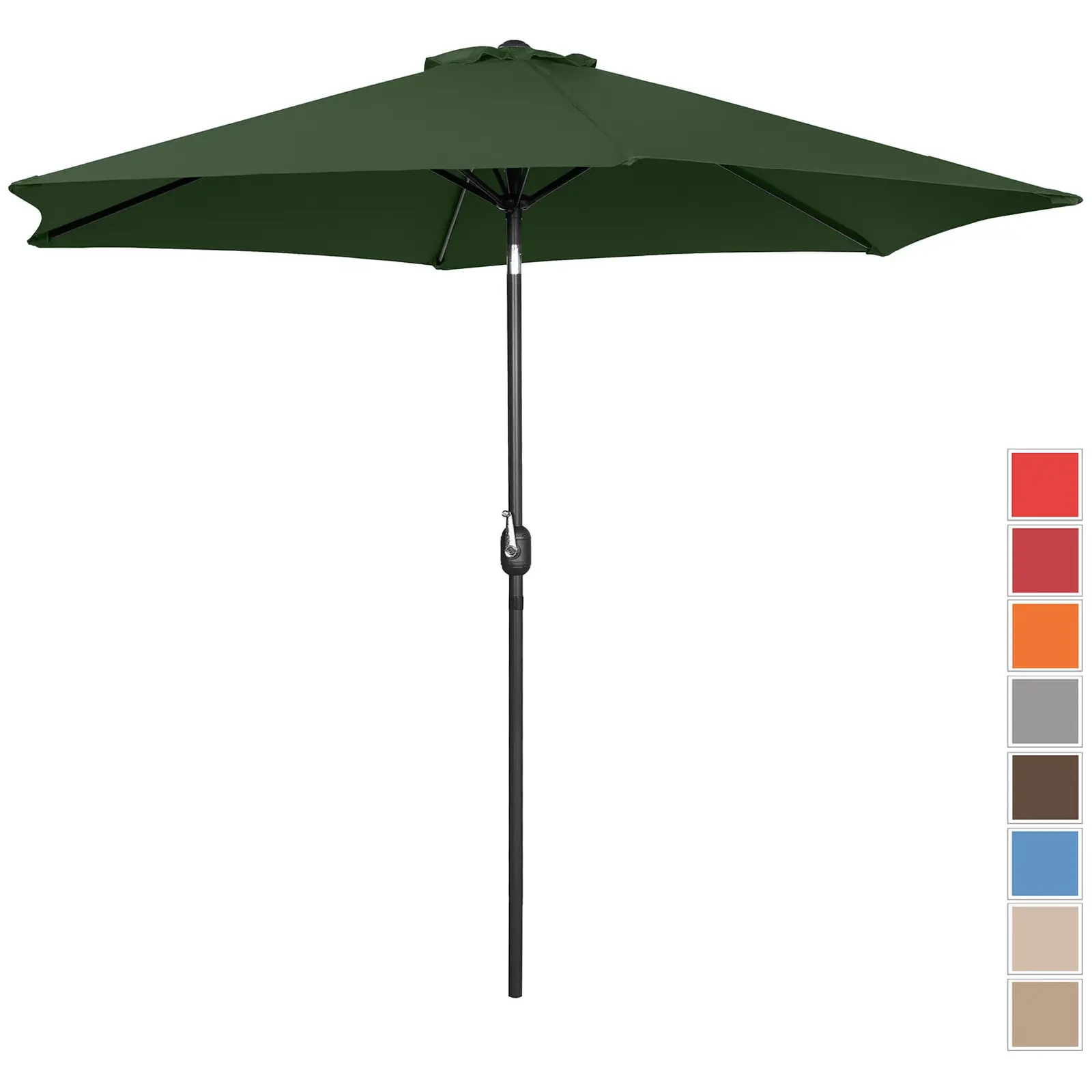 Parasoll - Grønn - sekskantet - Ø 300 cm - vippbar