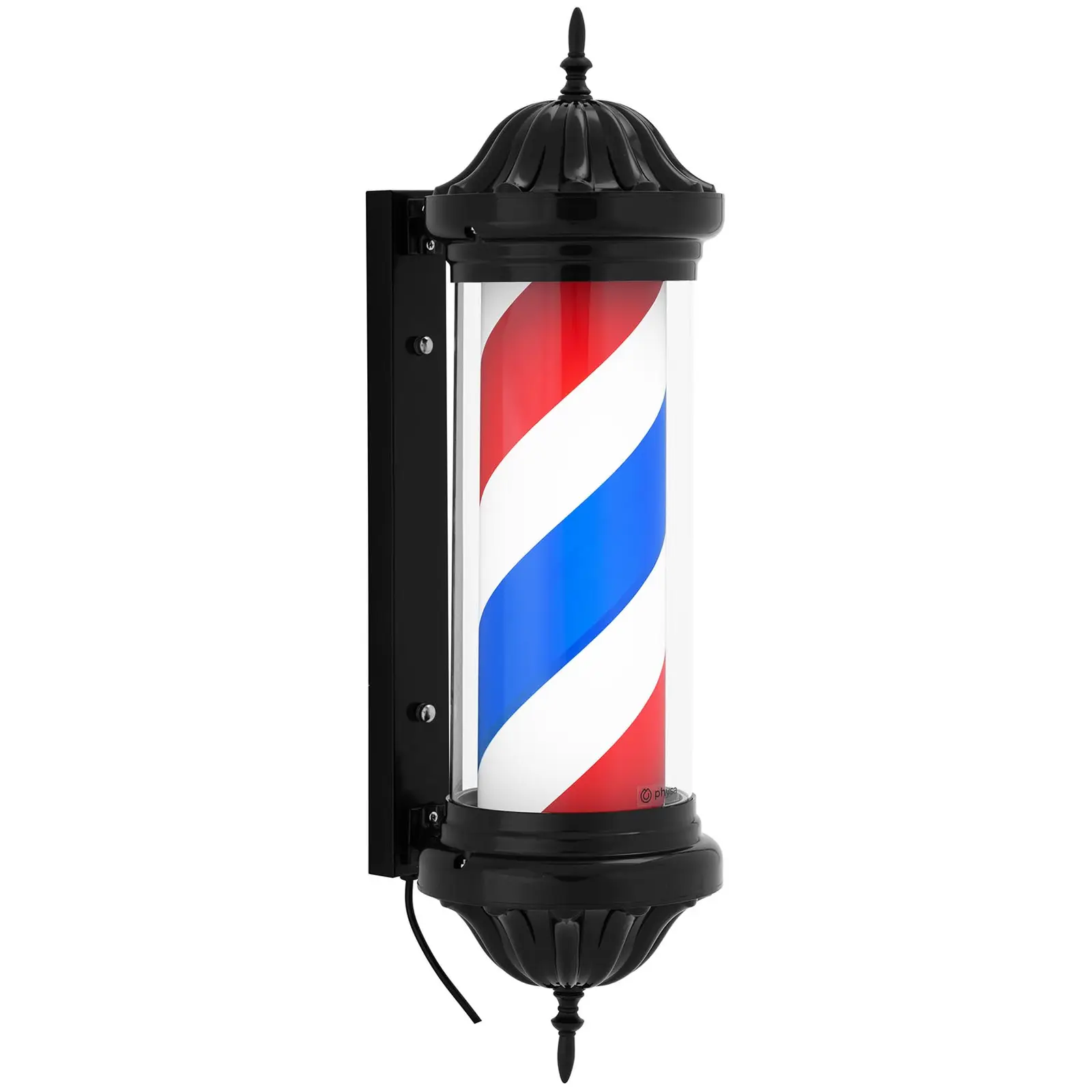 Barberstang - roterer og lyser - 380 mm høyde - 31 cm fra vegg - svart ramme