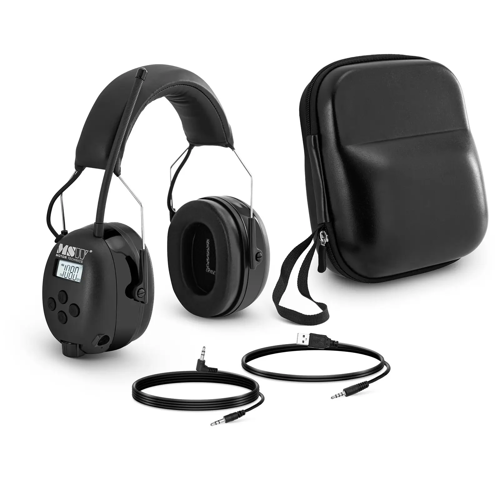 Bluetooth-støyreduserende hodetelefoner - Mikrofon - LCD-skjerm - Oppladbart batteri - Sort