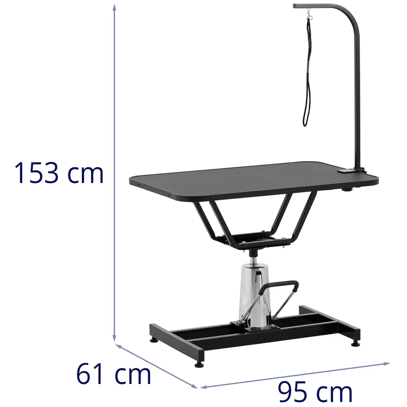 Hundefrisørbord - 905 x 605 mm - høydejusterbar fra 70 - 84cm - 60 kg - 1 løkke