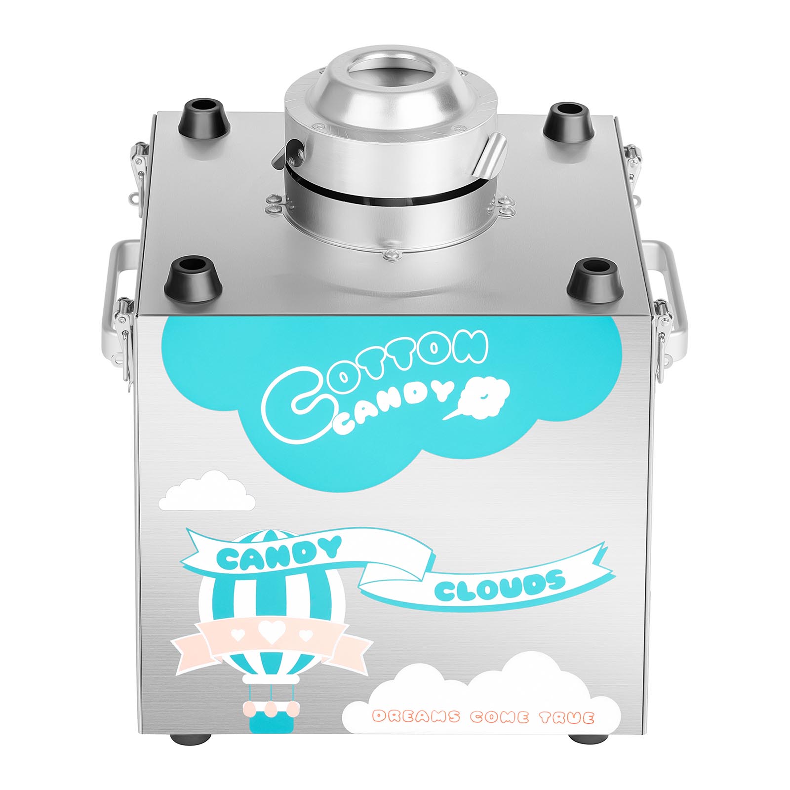 Candy Floss Machine Set with LED Cotton Candy Sticks - 52 cm - 1,030 W - Stainless steel - 50 pcs.