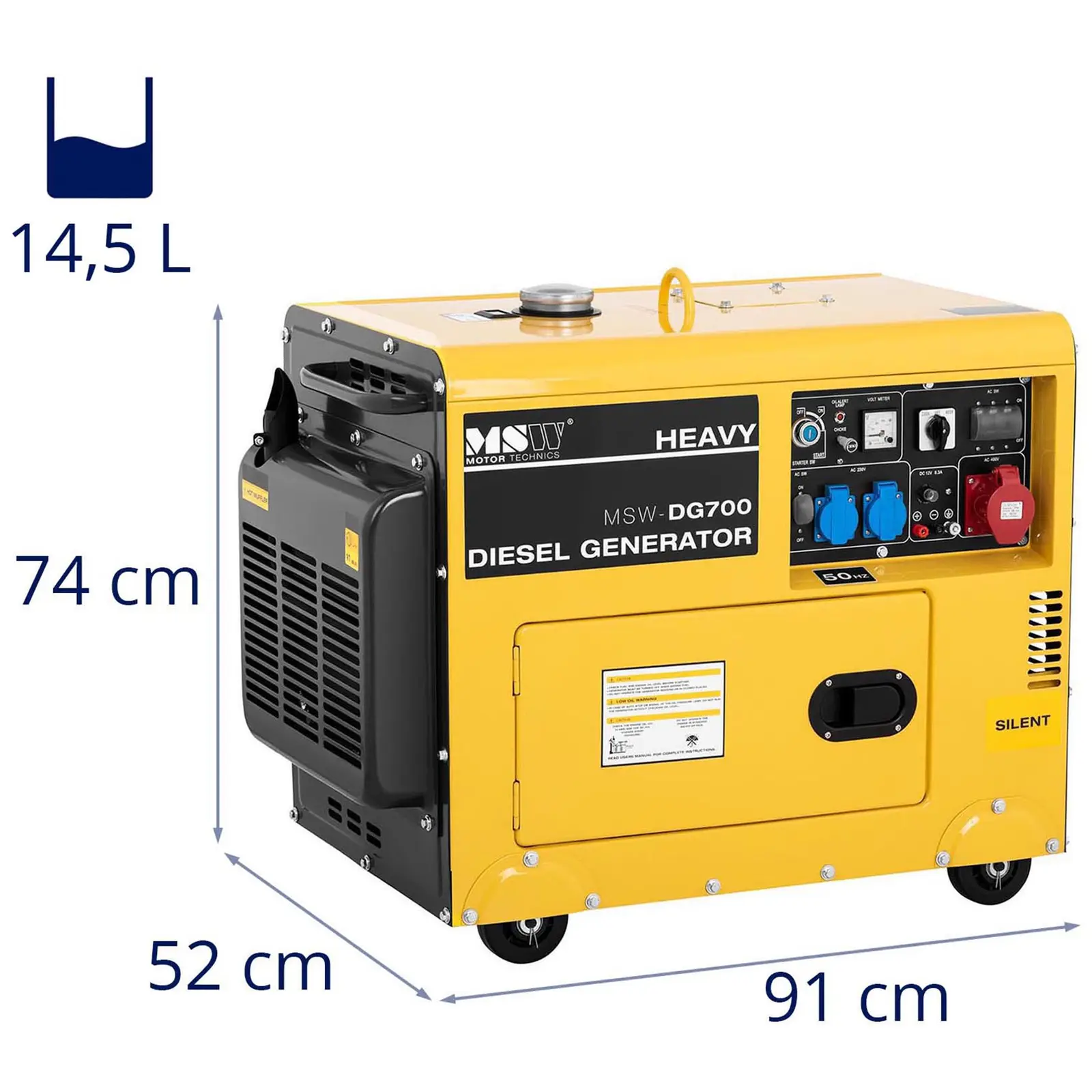 Dieselgenerator - 4,400 W - 14,5 L - 230/400 V