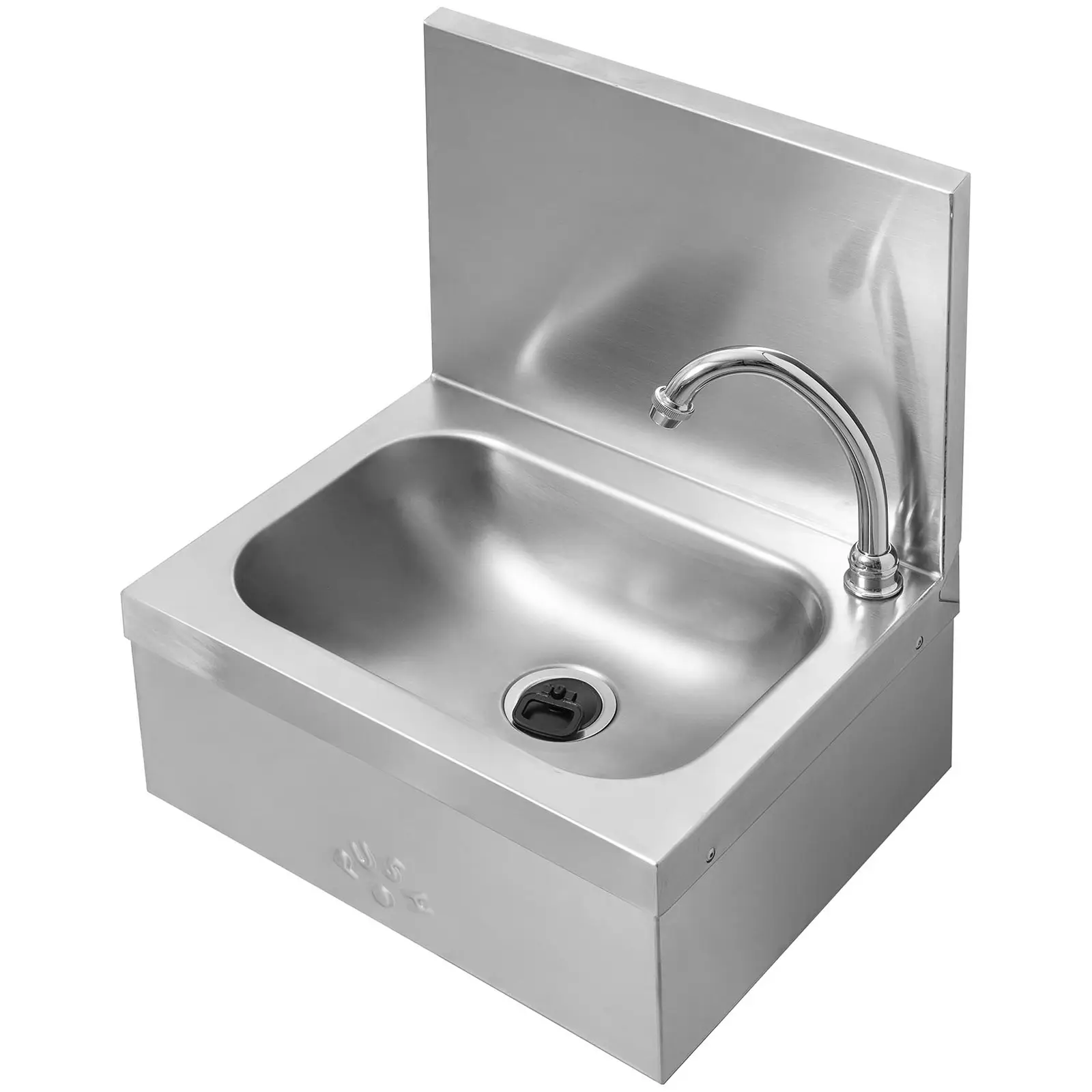 Håndvask - veggmontering - inkl. beslag - rustfritt stål/forkrommet messing - lengde kran 140 mm