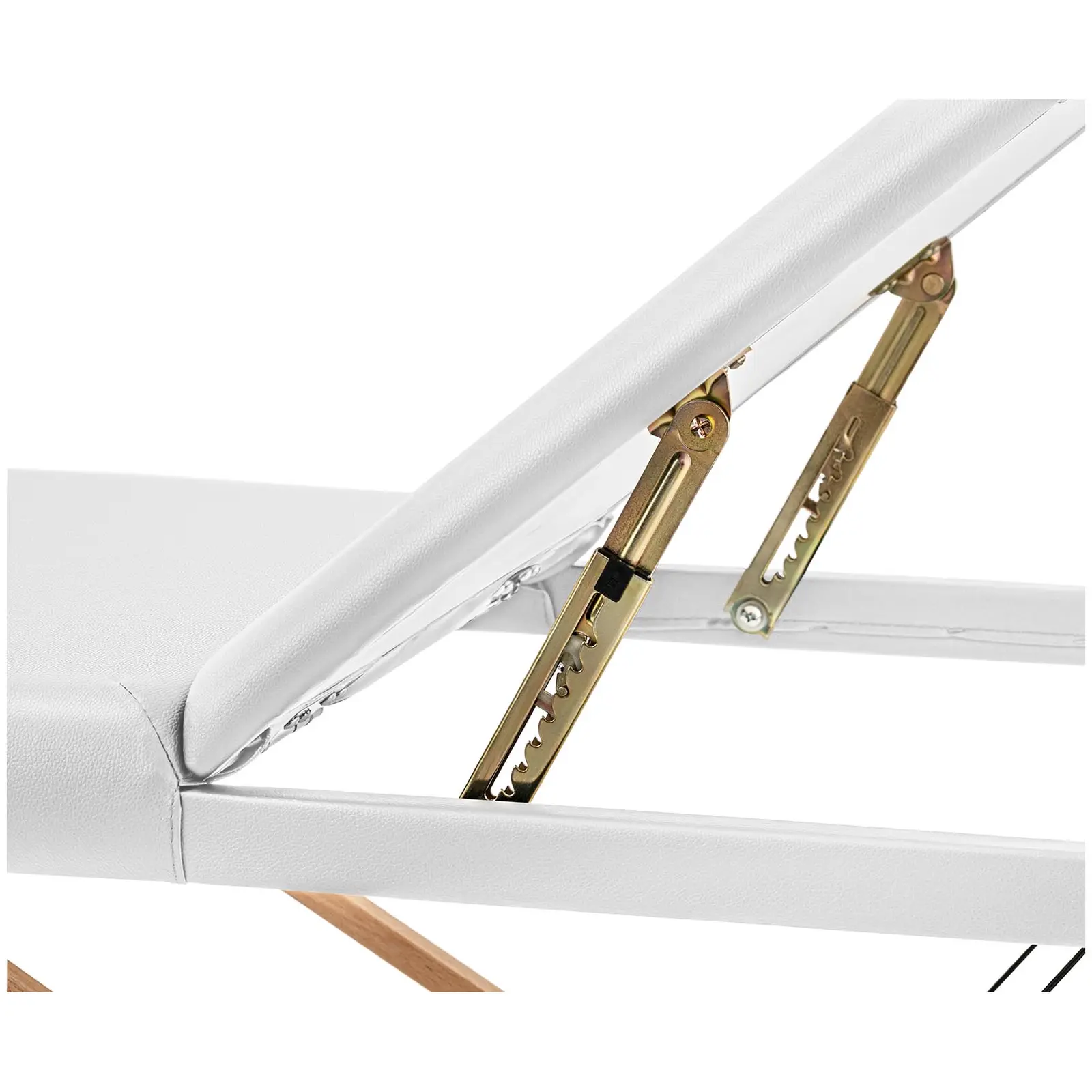 Sammenleggbart massasjebord - skråstilt fotstøtte - bøketre - ekstra bred (70 cm) - hvit