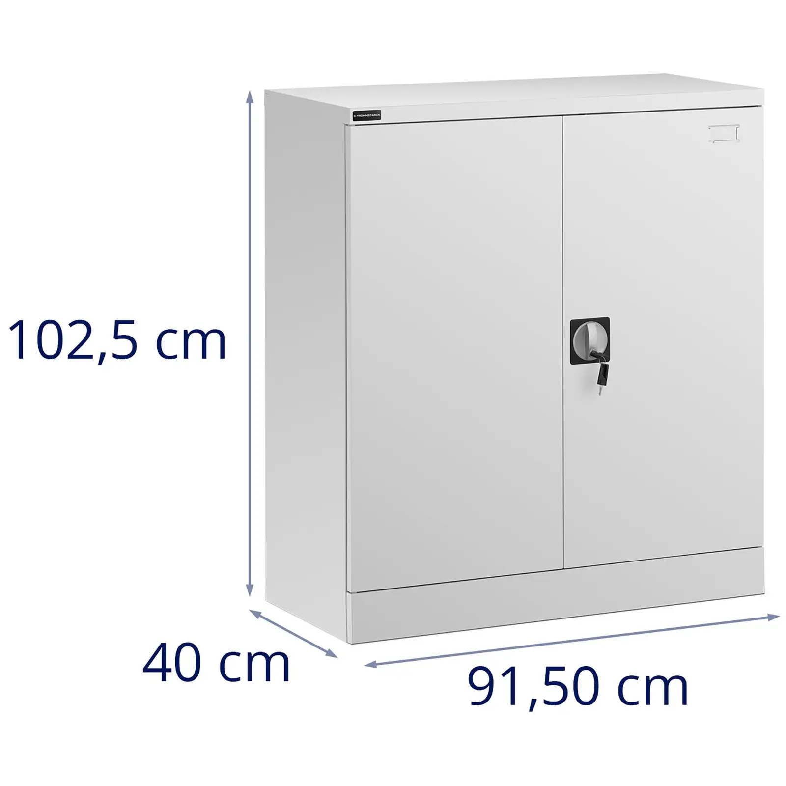 Oppbevaring med lås - 185 cm - 4 skuffer - grå