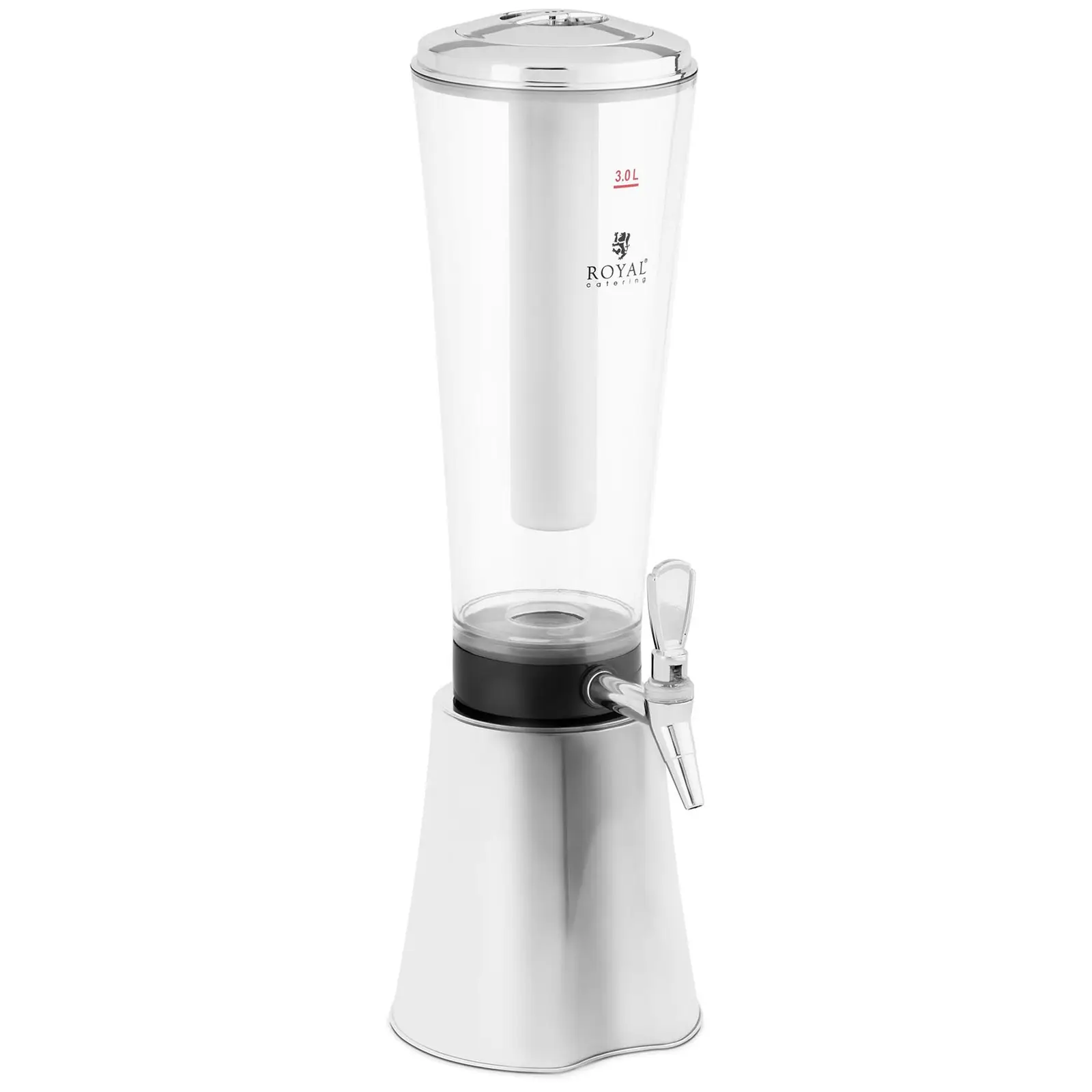 Juice Dispenser - 3 L - kjølesystem - for glass opptil 163 mm - med LED-belysning - sølv - Royal Catering