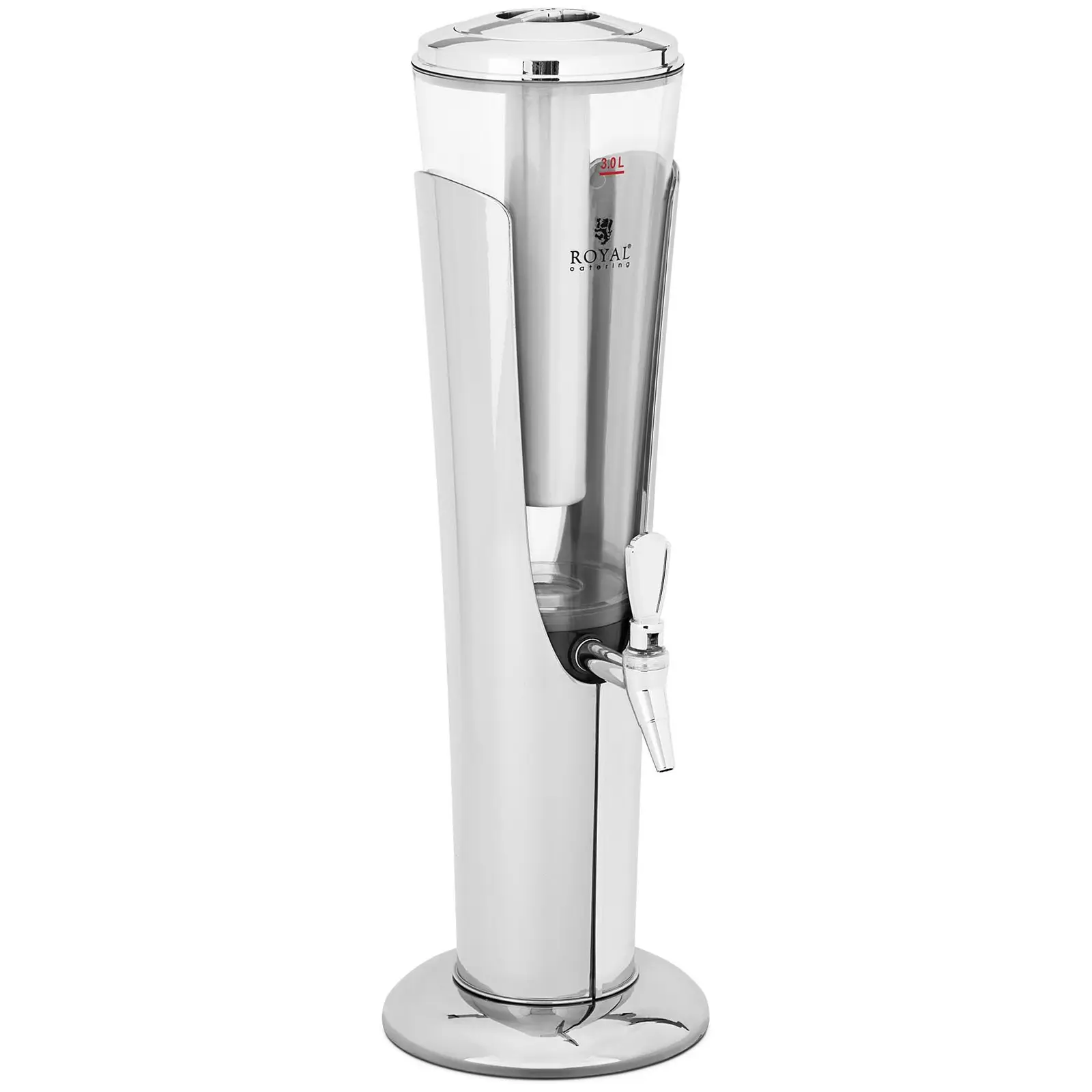 Juice Dispenser - 3 L - kjølesystem - for glass opptil 198 mm - med LED-belysning - sølv - Royal Catering