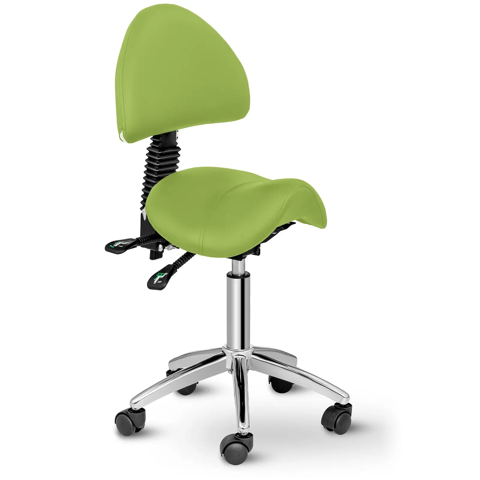Sadelstol med ryggstøtte - 550 - 690 mm - 150 kg - Light green