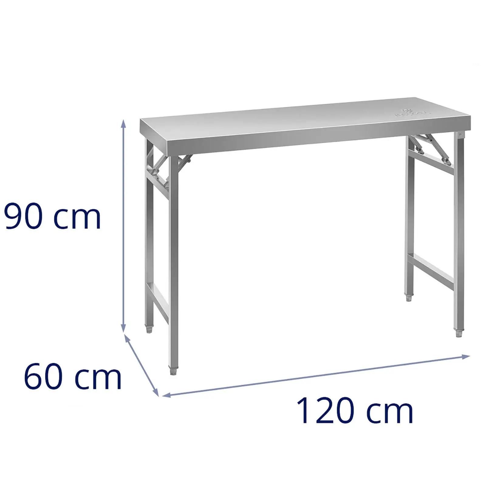 Folding Work Table - Stainless Steel - 120 x 60 cm