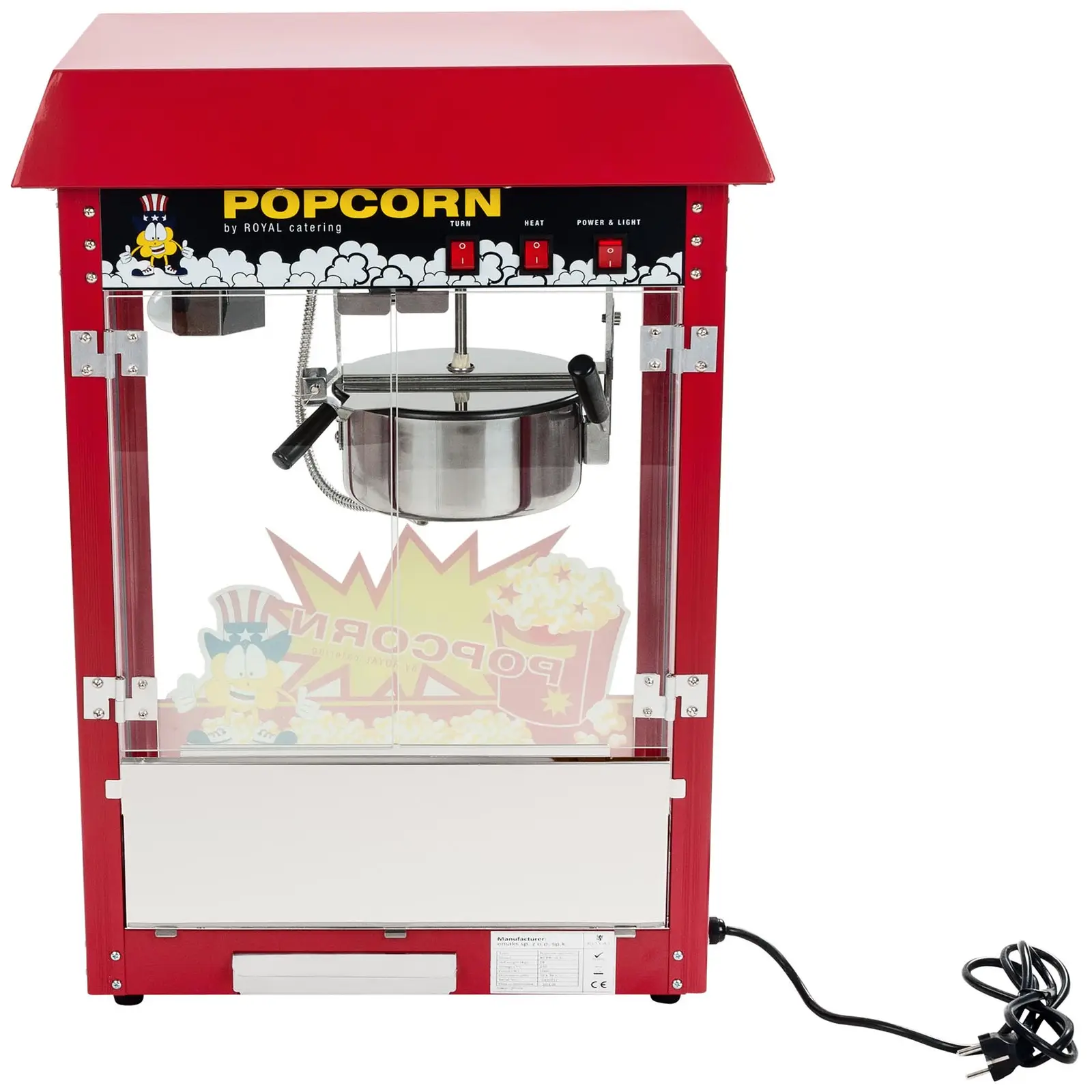 Popcornmaskin med vogn - rød