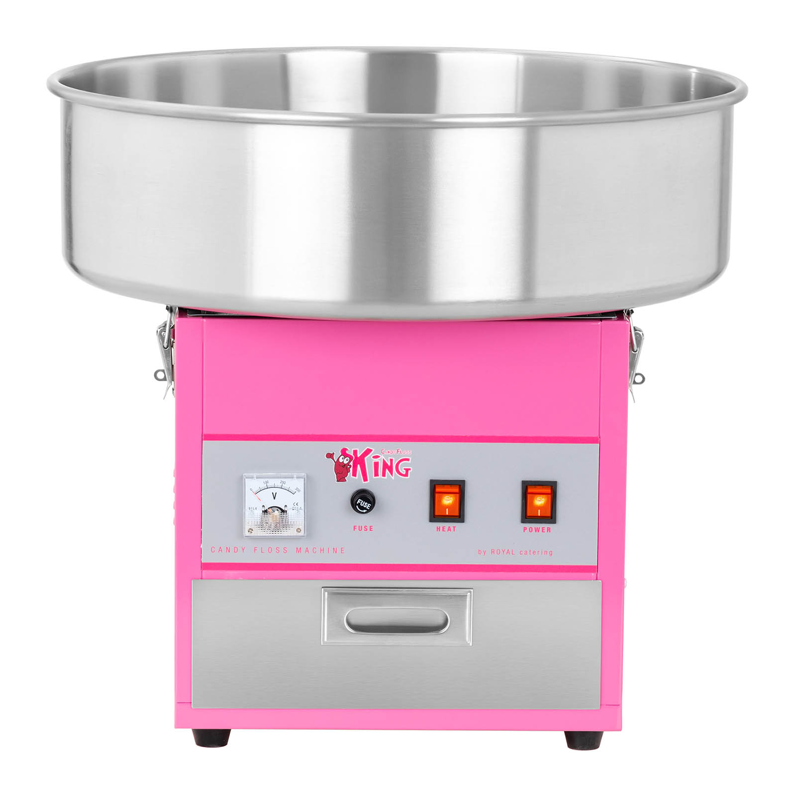 Candy Floss Machine Set with LED Cotton Candy Sticks - 52 cm - 1,200 W - Sneeze guard - 50 pcs.