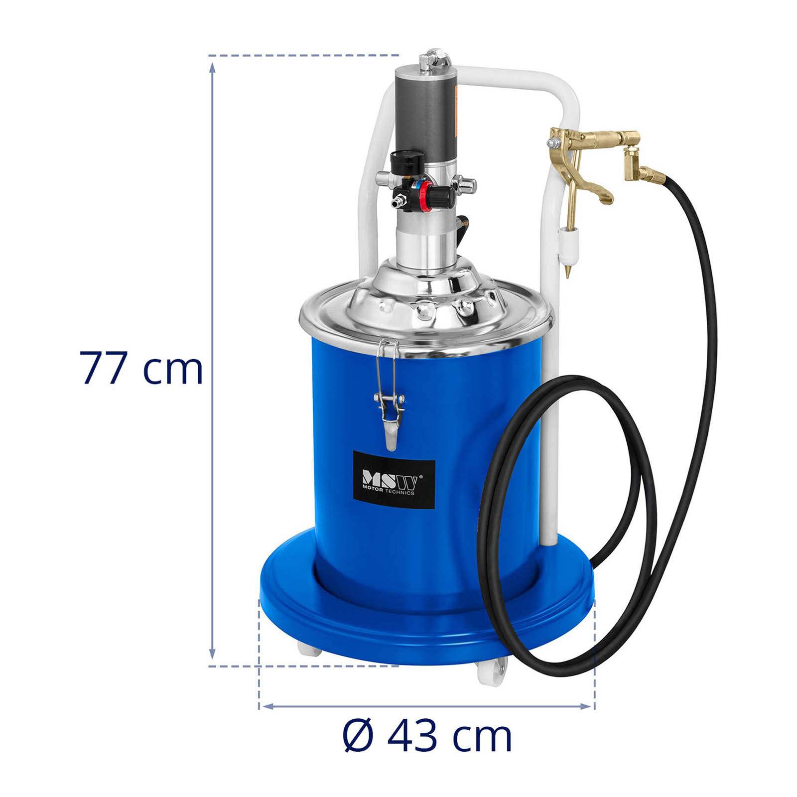 Pneumatisk fettsprøyte - 20 Liter - kjørbar - 300-400 bar pumpetrykk