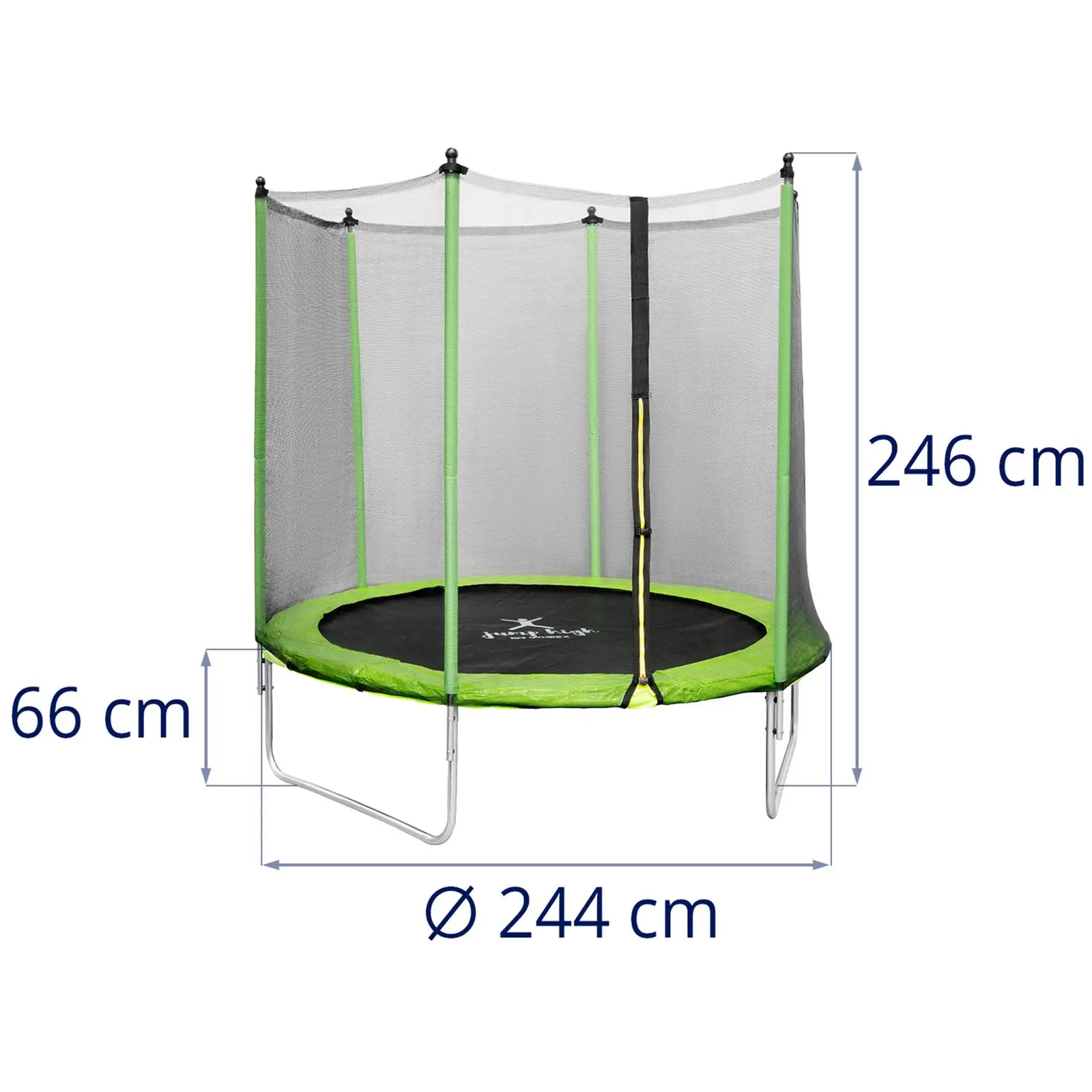 Trampoline - Ø 244 x 180 cm - 80 kg - nett - svart/grønn