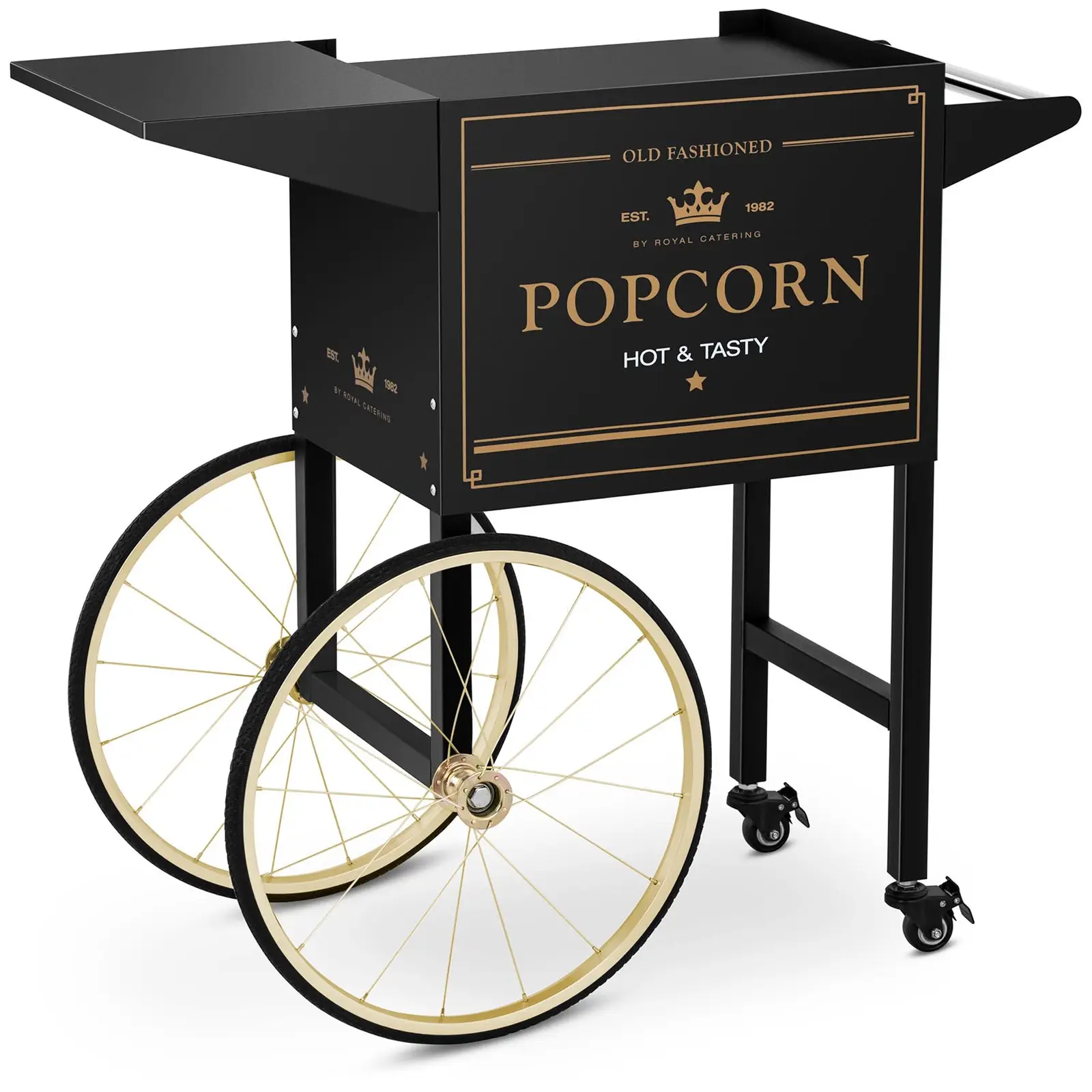 Vogn til popcornmaskin - sort og gull