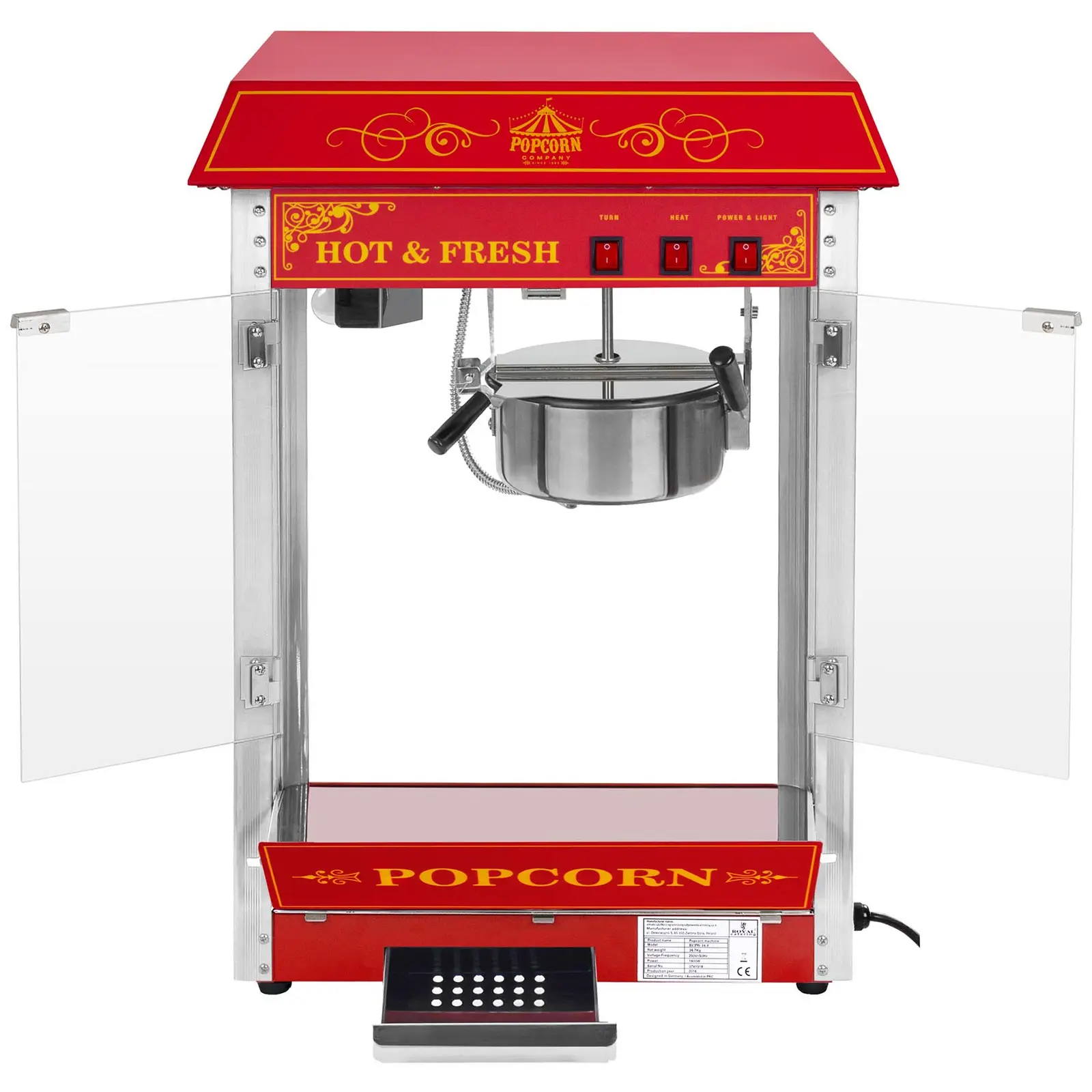 Popcornmaskin - Rød -  Amerikansk design